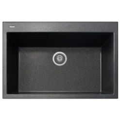 Latoscana Plados 33" Quartz Composite Drop-in Single Bowl Kitchen Sink, Black, ON8410-44UG