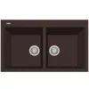 Latoscana Plados 34" Quartz Composite Drop-in Double Bowl Kitchen Sink, Brown, AM8620-64UG