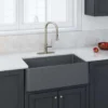 LaToscana 30" Farmhouse Sink, Quartz Composite, Titanium Grey Metallic, Marmorin Series, LA3019T