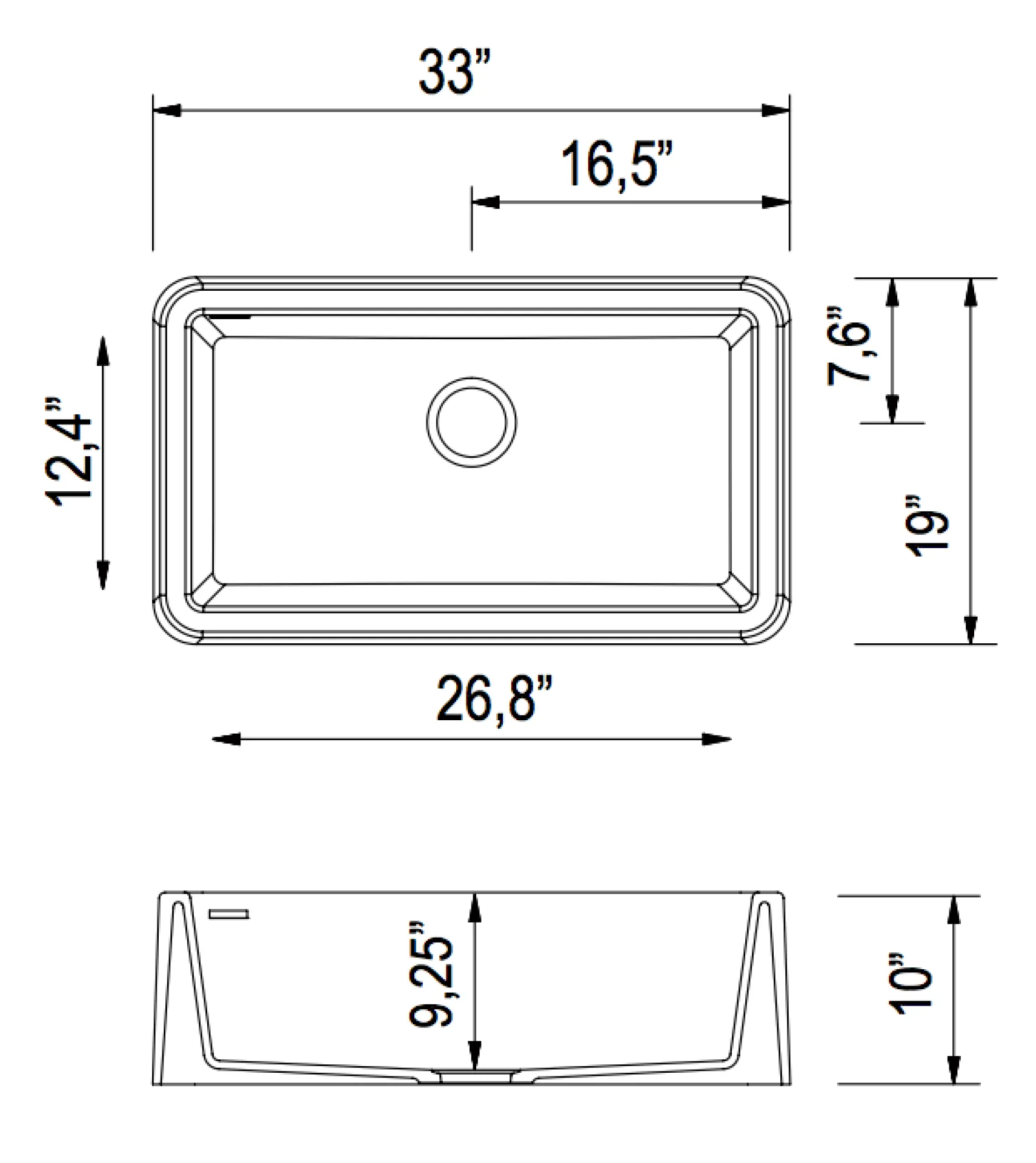 LaToscana 33" Farmhouse Sink, Quartz Composite, White, Marmorin Series, LA3319W