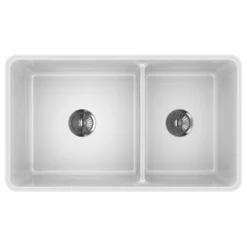 Latoscana 33" Fireclay Farmhouse Sink, 60/40 Double Bowl, White, LTD3319W