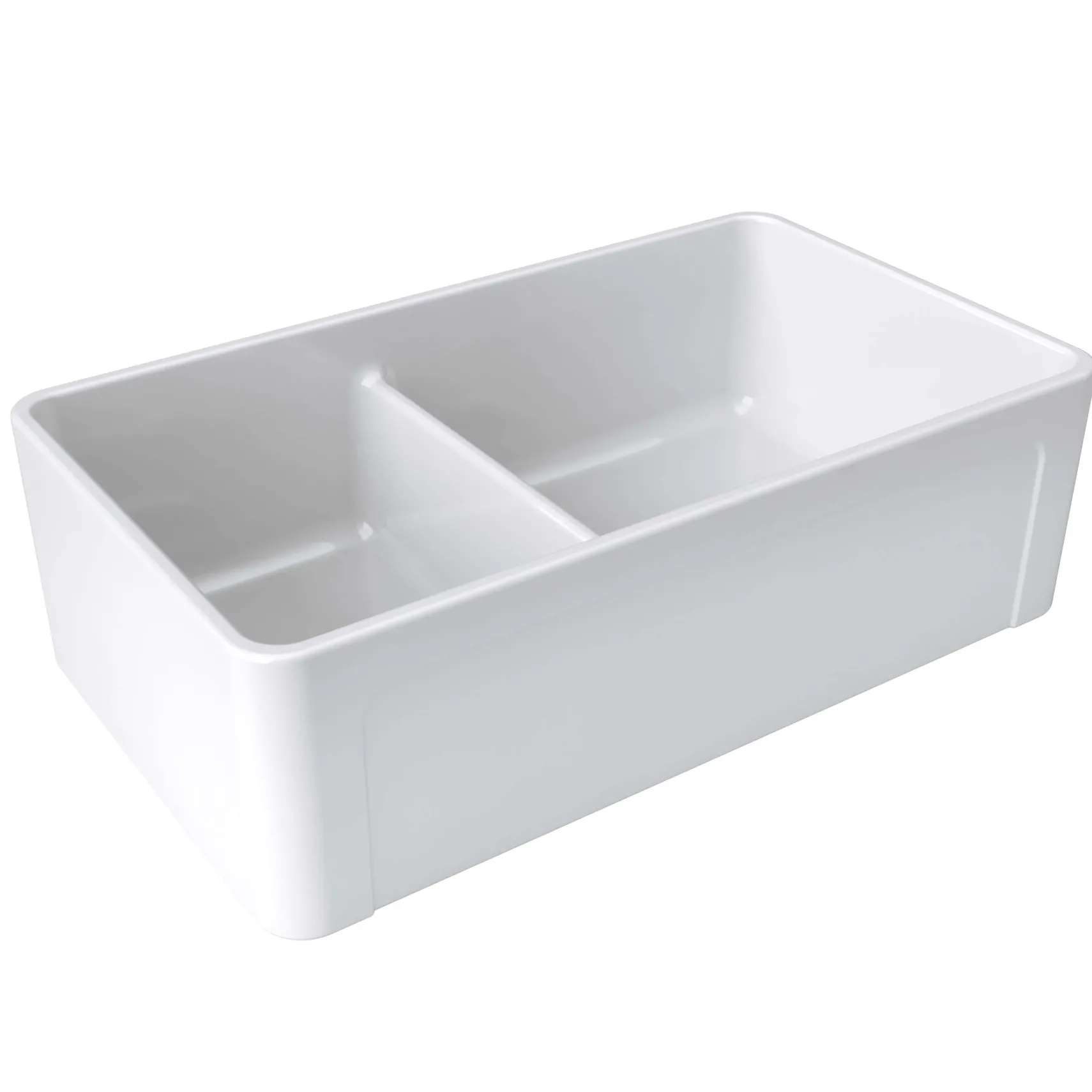 Latoscana 33" Fireclay Farmhouse Sink, 60/40 Double Bowl, White, LTD3319W