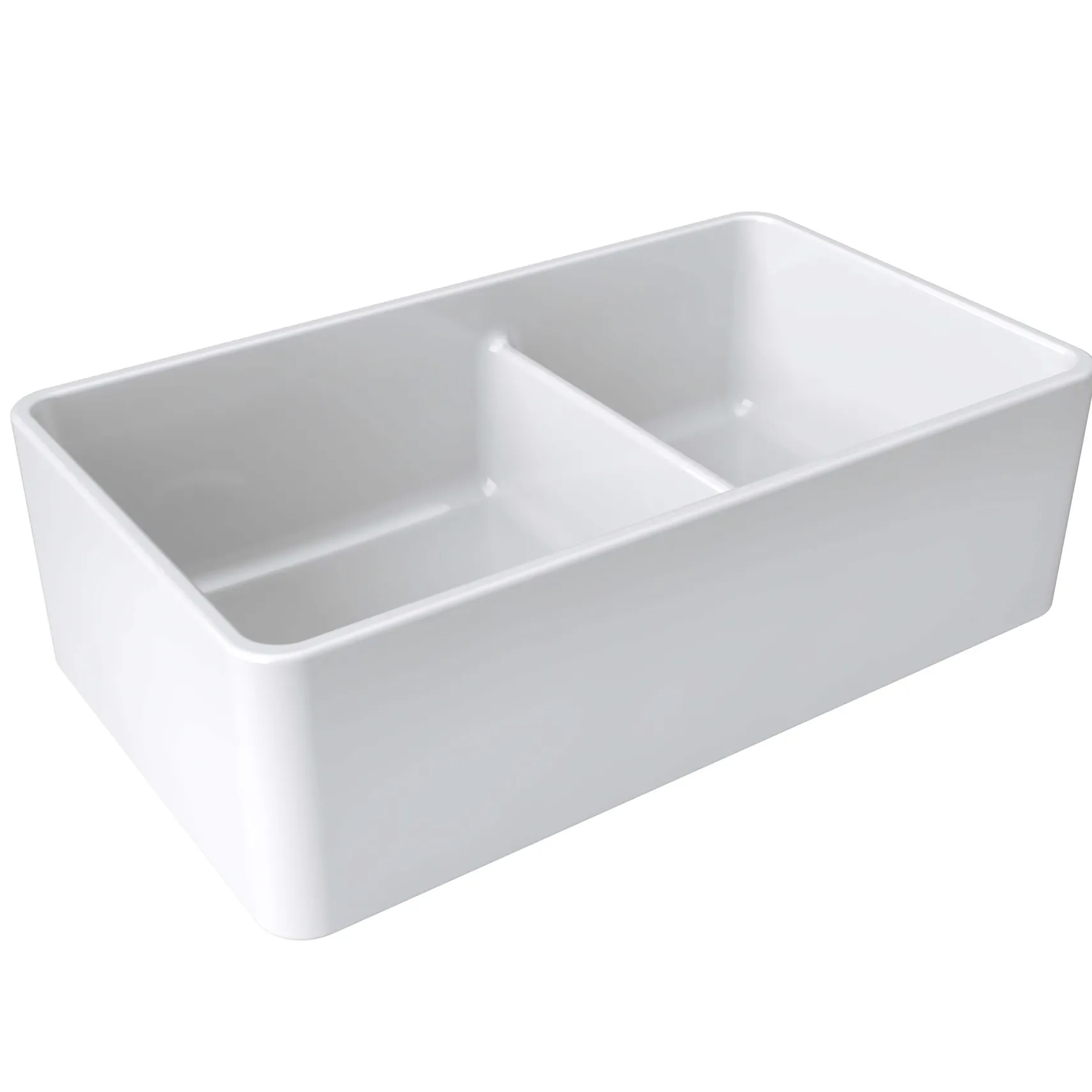 Latoscana 33" Fireclay Farmhouse Sink, 60/40 Double Bowl, White, LTD3319W