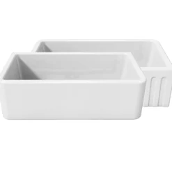 Latoscana 33" Fireclay Single Bowl White Farmhouse Apron Sink, Reversible, LFS3318W