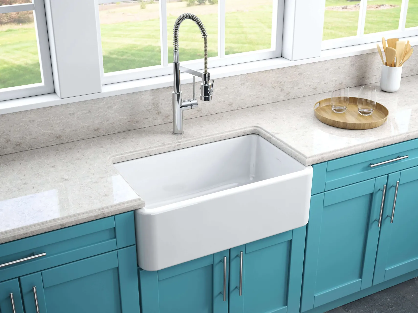 Latoscana 30" Fireclay Single Bowl Farmhouse Apron Sink, White, LFS3018W