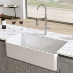 Latoscana 36" Fireclay Single Bowl White Farmhouse Apron Sink, Reversible, LTW3619W
