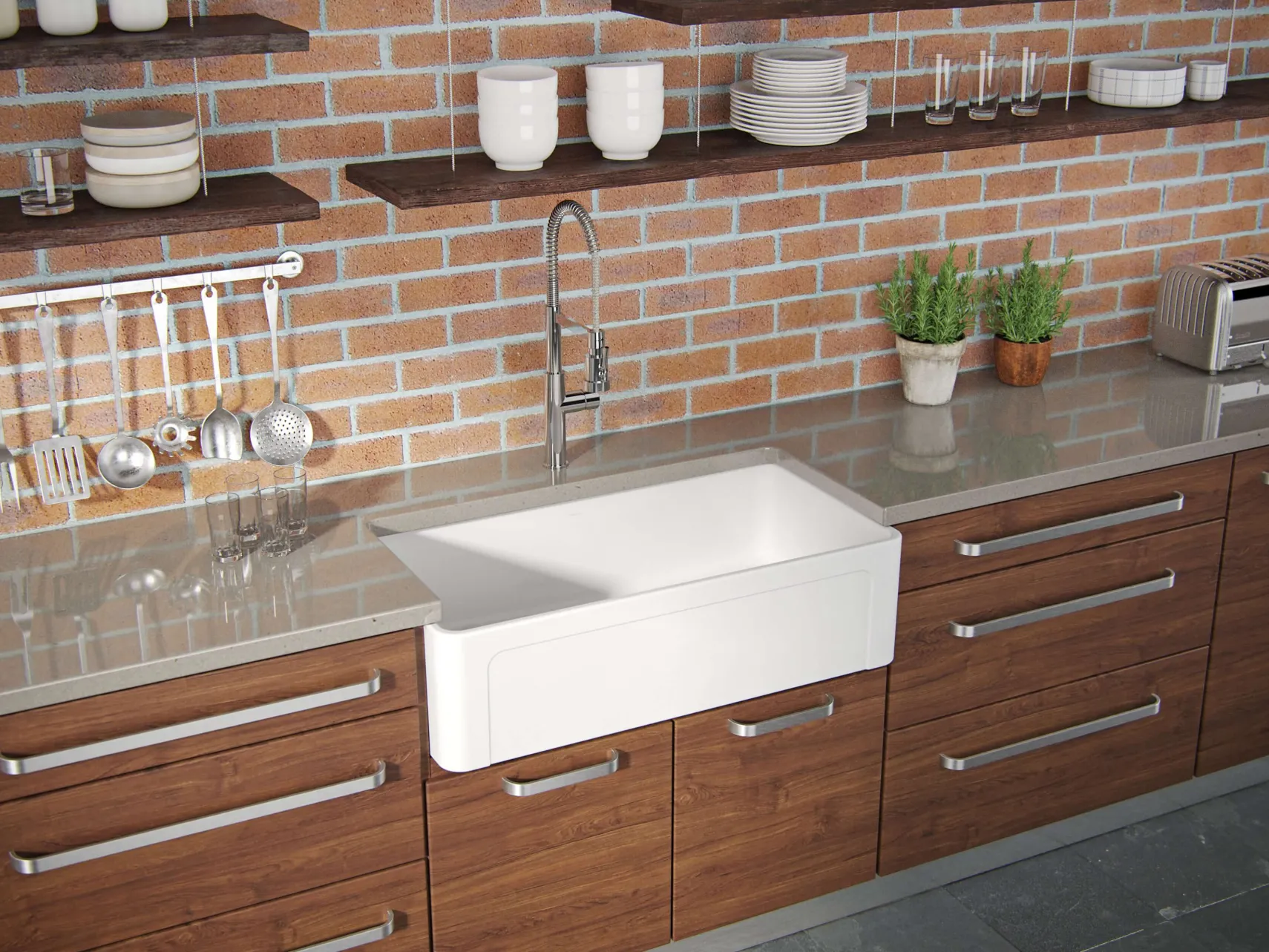 Latoscana 36" Fireclay Single Bowl White Farmhouse Apron Sink, Reversible, LTW3619W