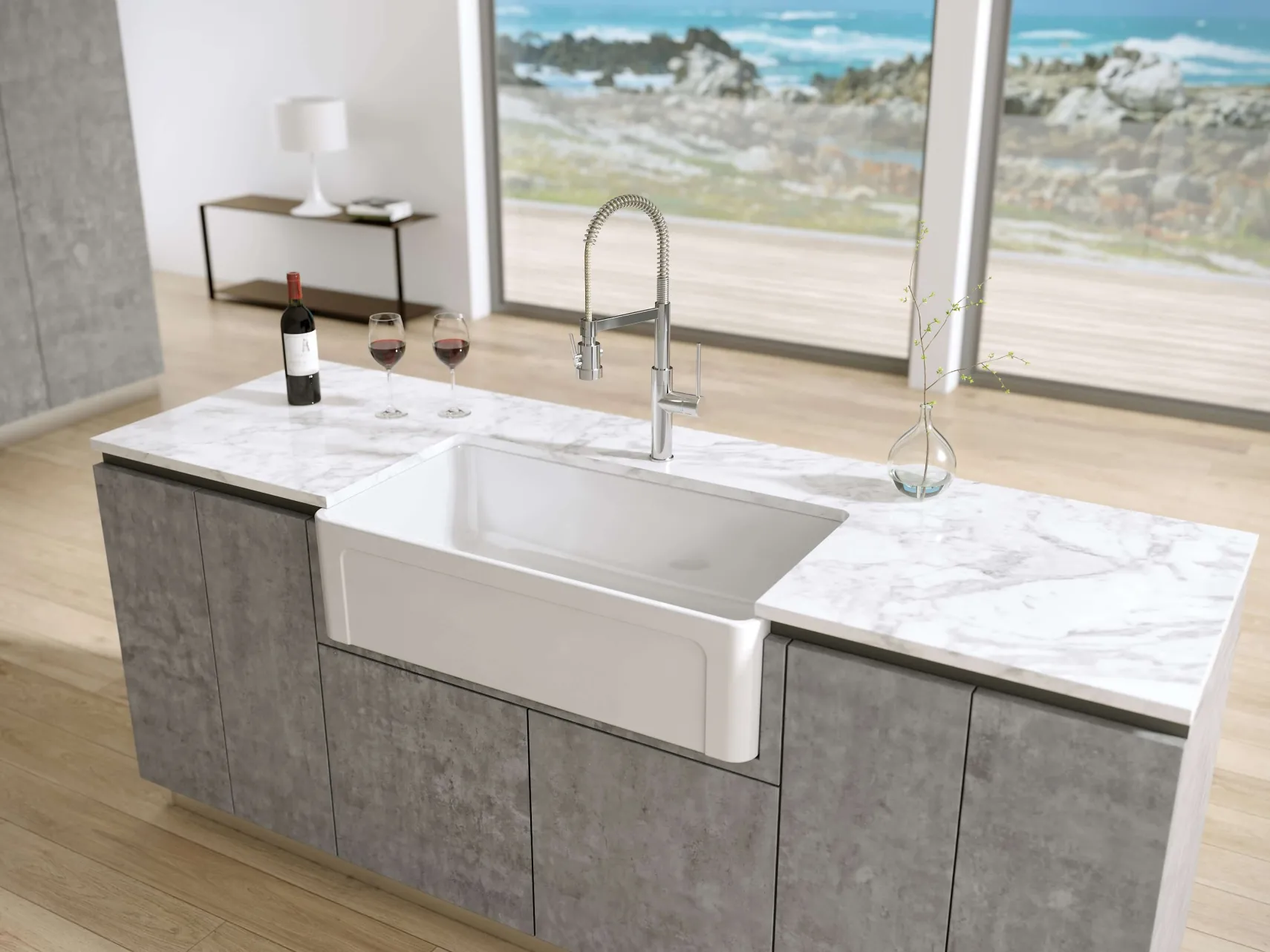 Latoscana 36" Fireclay Single Bowl White Farmhouse Apron Sink, Reversible, LTW3619W