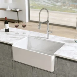 Latoscana 30" Fireclay Single Bowl Reversible Farmhouse Apron Sink, White, LTW3019W