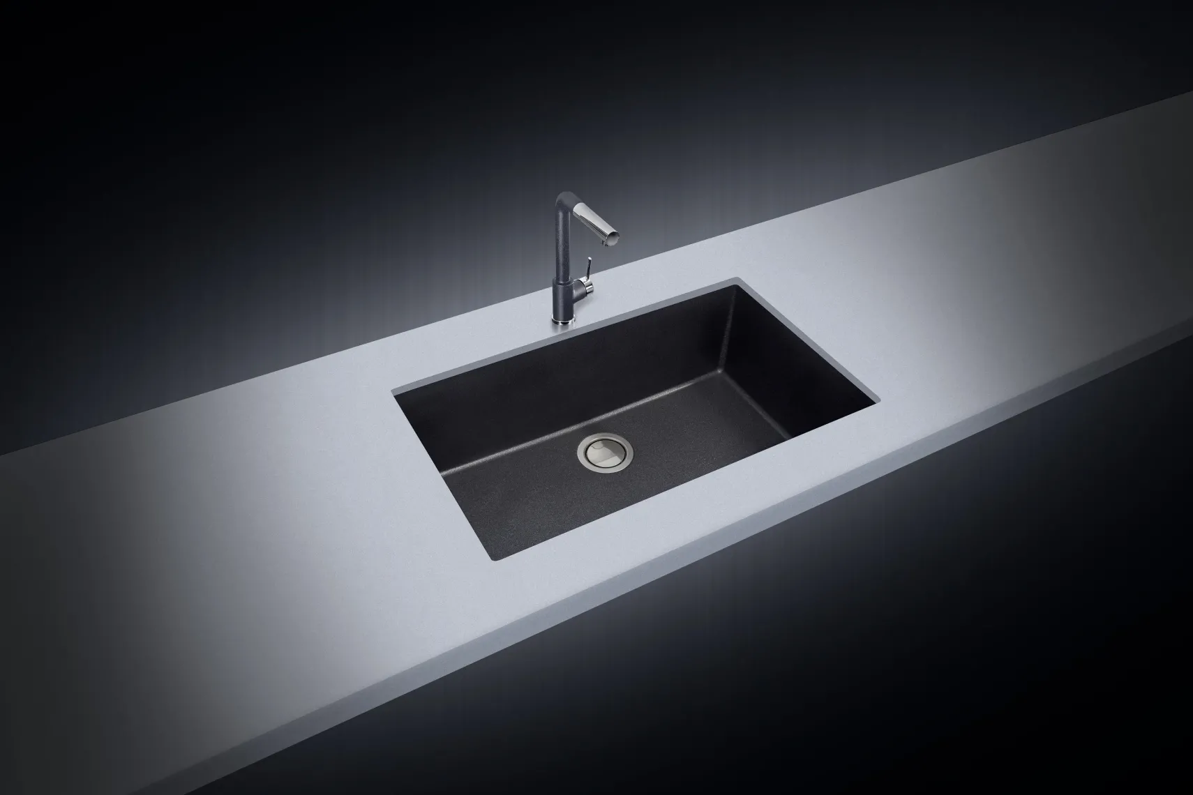 Latoscana Plados 33" Quartz Composite Undermount Single Bowl Kitchen Sink, Black, ON8410ST-44UG