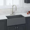 LaToscana 33" Quartz Composite Farmhouse Sink, Titanium Grey Metallic, Marmorin Series, LA3319T