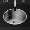 MaestroBath 15" Aurora Modern Round Under-Mount ADA Bathroom Sink, Brushed Silver, Stainless Steel, STN-AUR-BRS