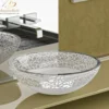 MaestroBath 17" Camelia Luxury Crystal ADA Oval Bathroom Sink, Matte, Glass, Matt White, ATE-CAM-WHM