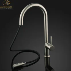 MaestroBath 1.8 GPM Aura Modern ADA Kitchen Faucet With 2 Jets, Brushed Nickel, Lead-Free Brass, KIT-AUR-BNI