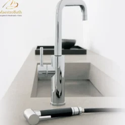 MaestroBath 1.8 GPM Bouganville ADA Kitchen Faucet With Side Sprayer, Chrome, Lead-Free Brass, Polished Chrome, KIT-BOU-CHR