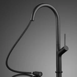 MaestroBath 1.8 GPM Brezza Modern ADA Kitchen Faucet With 2 Jets, Black, Lead-Free Brass, Matt Black, KIT-BRZ-BLK