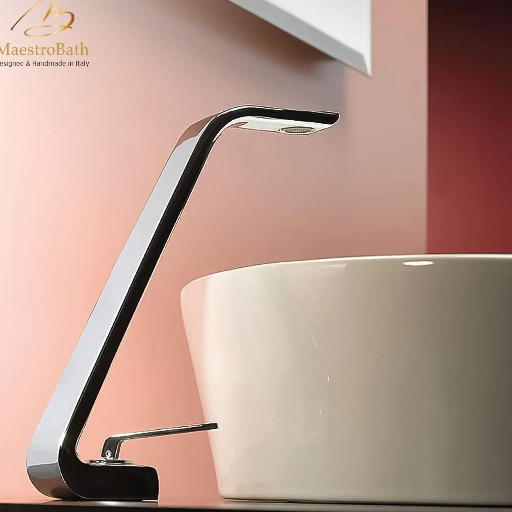 MaestroBath 1.2 GPM Eterna Single Handle ADA Bathroom Sink Faucet, Polished Chrome, High, Lead-Free Brass, FAU-ETH-PCR