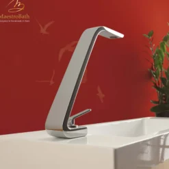 MaestroBath 1.2 GPM Eterna Single Handle ADA Bathroom Sink Faucet, Polished Chrome, Low, Lead-Free Brass, FAU-ETL-PCR