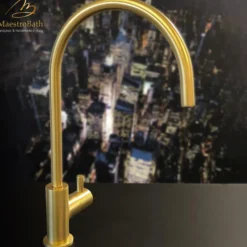 MaestroBath 1.8 GPM Fenice Modern ADA Bar Faucet, Brushed Gold, Lead-Free Brass, KIT-FEN-BGL