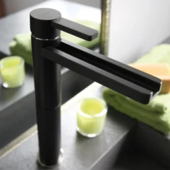 MaestroBath 1.2 GPM Flusso Luxury Waterfall ADA Bathroom Faucet, Matte Black, Lead-Free Brass, Matt Black, FAU-FLS-BLK