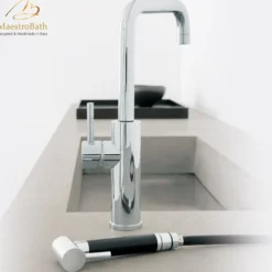 MaestroBath 1.8 GPM Nobile ADA Kitchen Faucet With Side Sprayer, Brushed Nickel, Lead-Free Brass, KIT-NOB-BNI