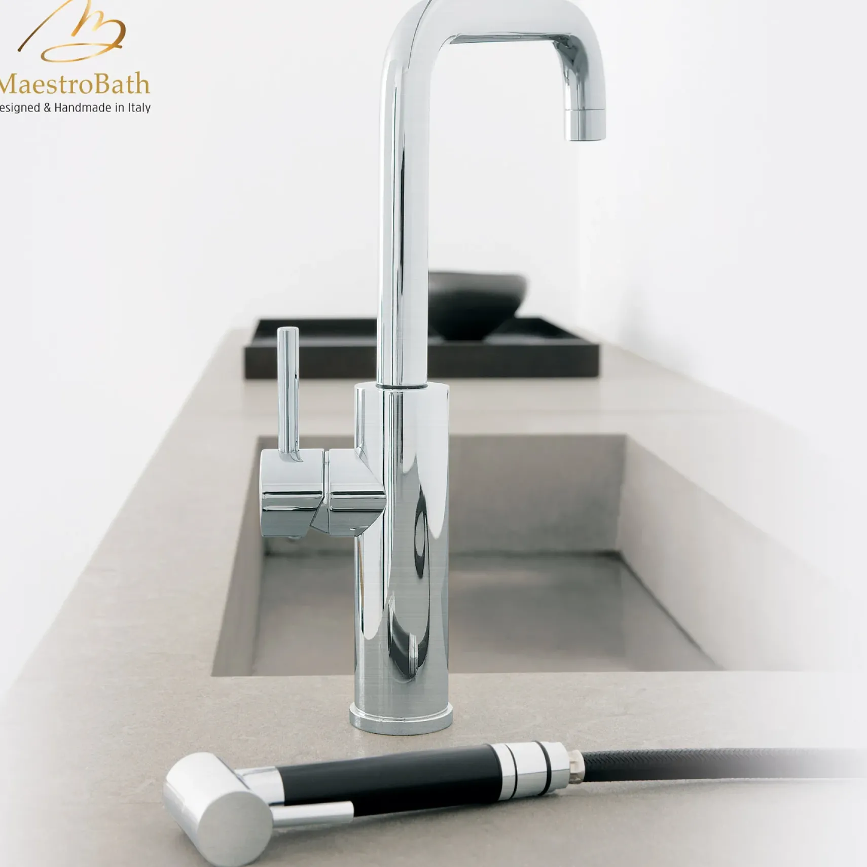 MaestroBath 1.8 GPM Nobile ADA Kitchen Faucet With Side Sprayer, Brushed Nickel, Lead-Free Brass, KIT-NOB-BNI