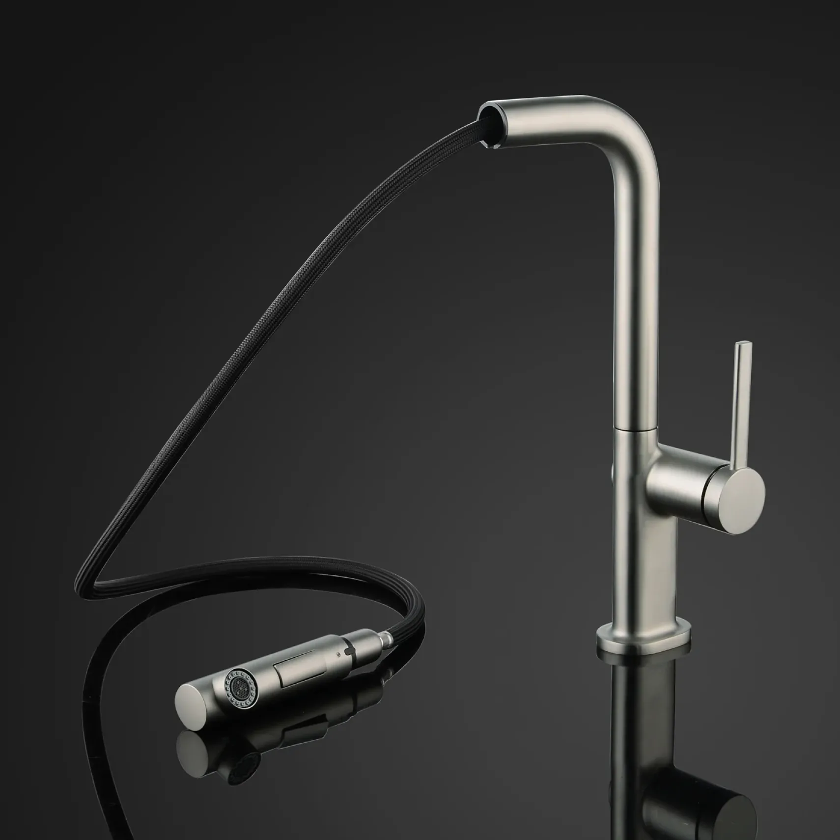 MaestroBath 1.8 GPM Rosa Modern ADA Kitchen Faucet With 2 Jets, Brushed Nickel, Lead-Free Brass, KIT-ROS-BNI