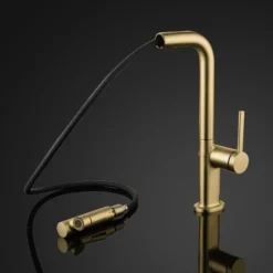 MaestroBath 1.8 GPM Rosa Modern ADA Kitchen Faucet With 2 Jets, Brushed Gold, Lead-Free Brass, KIT-ROS-BGL