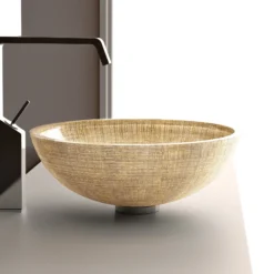 MaestroBath 17" Monarca Glass Vessel ADA Oval Bathroom Sink, Gold and Silver, Crystal, Glossy Gold Silver , ATE-MON-GLS