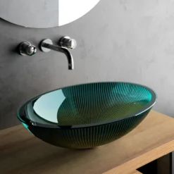MaestroBath 15" Nebbia Luxury Oval Vessel ADA Bathroom Sink, Teal, Crystal, PLI-NEO-OTT