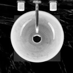 MaestroBath 15" Nebbia Luxury Round Vessel ADA Oval Bathroom Sink, White, Crystal, PLI-NER-WHT