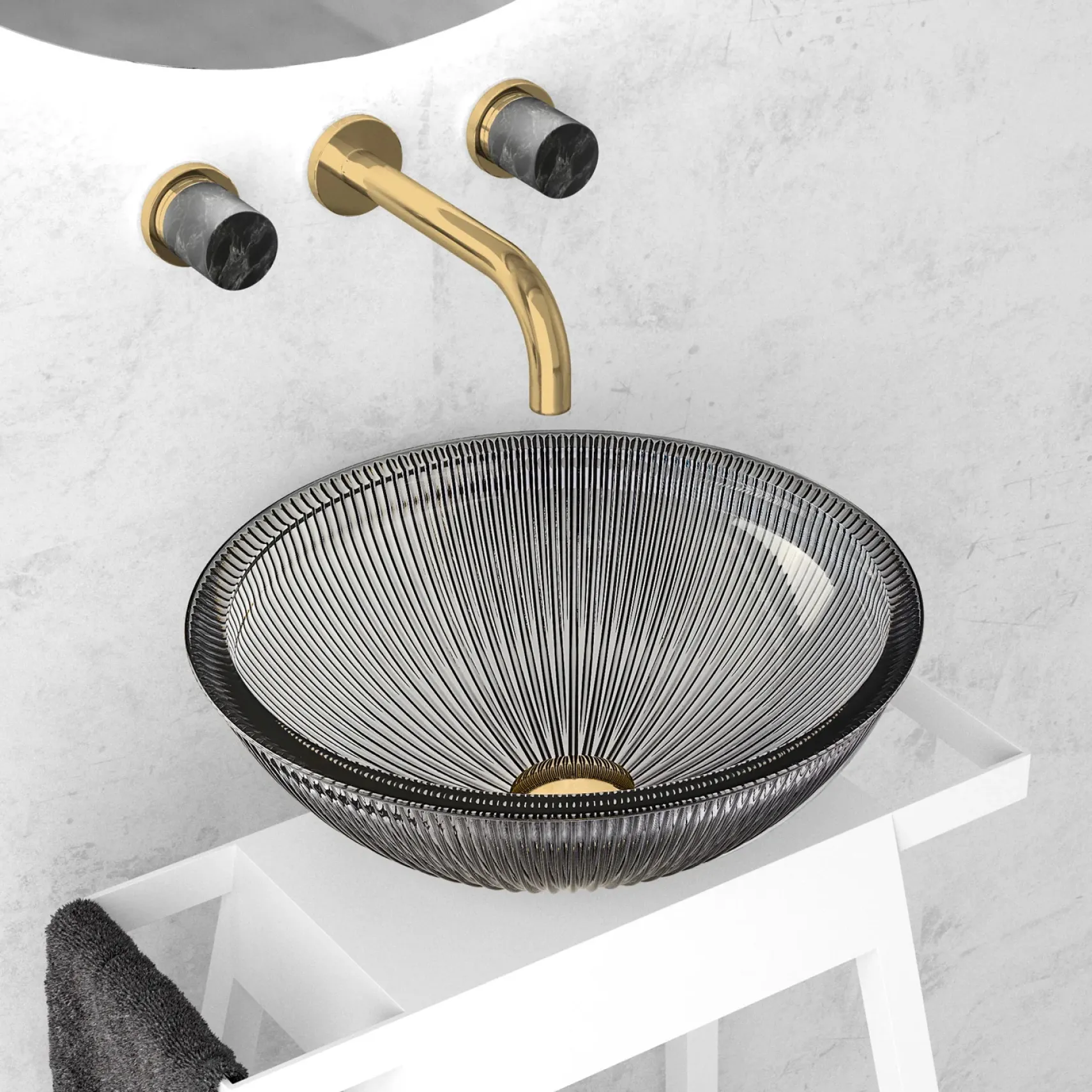 MaestroBath 15" Nebbia Luxury Round Vessel ADA Oval Bathroom Sink, Black, Crystal, PLI-NER-BLK