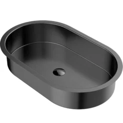 MaestroBath 15" Raggio Modern Oval Under-Mount ADA Rectangle Bathroom Sink, Gun Metal, Stainless Steel, STN-RAG-GUM