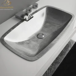 MaestroBath 25" Spiaggia ADA Rectangle Bathroom Sink, Silver Leaf, Pert/Acrylic, PER-SPG-SLL