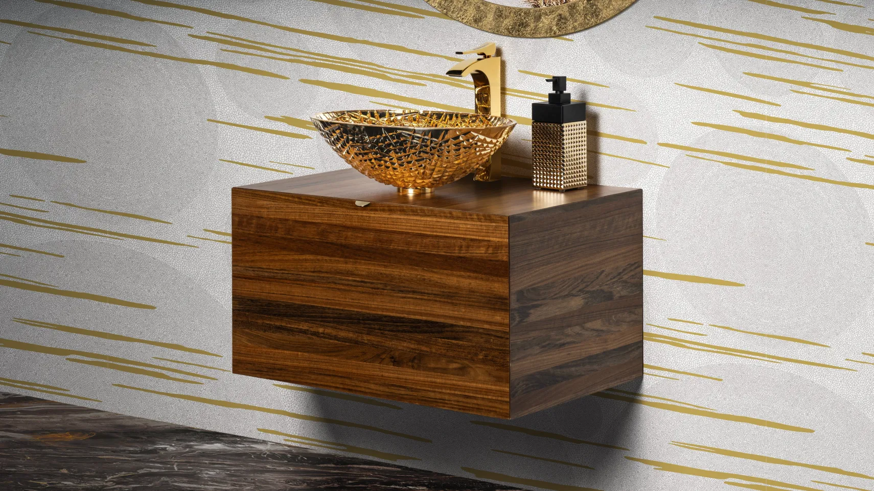MaestroBath 30" Velluto 75 Bathroom Vanity, Walnut Wood Elegance for Stylish Bathroom Decor, VAN-VEL75-WNT