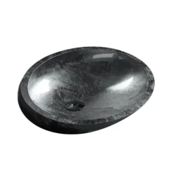 MaestroBath 16" Vetro Cigno Max Vessel ADA Oval Bathroom Sink, Silver Leaf, Resin and Glass, VET-CIM-SLL