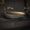 MaestroBath 16" Vetro Cigno Max Vessel ADA Oval Bathroom Sink, Bronze, Resin and Glass, Matt Bronze, VET-CIM-BRZ