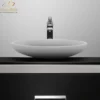 MaestroBath 16" Vetro Cigno Max Vessel ADA Oval Bathroom Sink, White, Resin and Glass, Matt White, VET-CIM-WHT