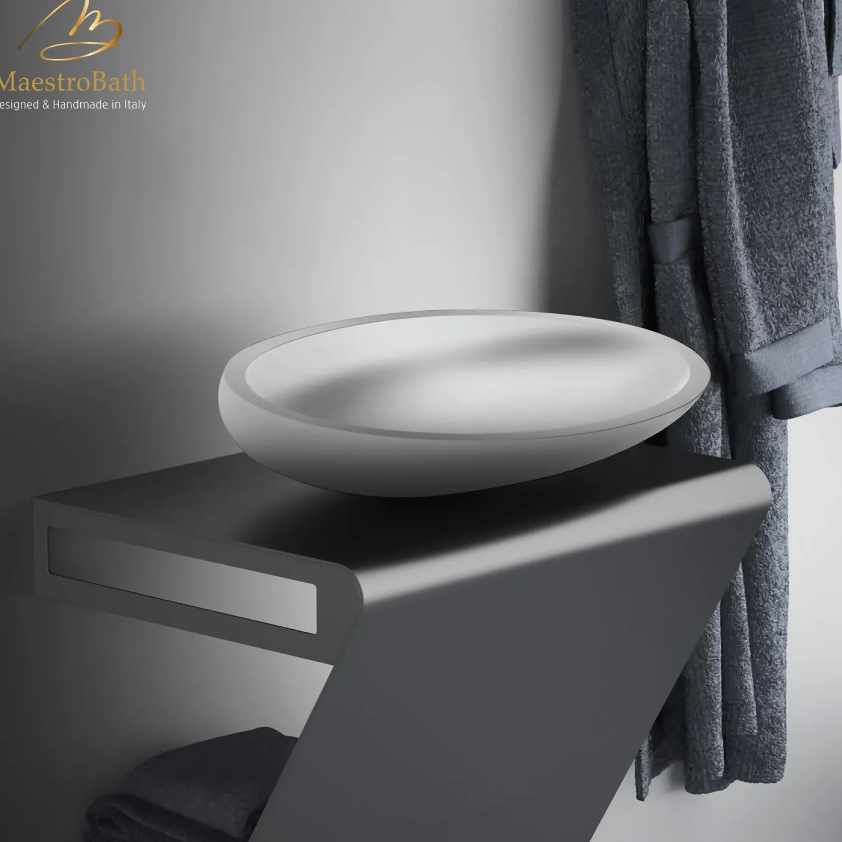 MaestroBath 16" Vetro Cigno Max Vessel ADA Oval Bathroom Sink, White, Resin and Glass, Matt White, VET-CIM-WHT