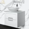 MaestroBath Dante 24" Modern Bathroom Vanity, White and Silver, Wall-mounted, Glass Top: Integrated, Wood, VANK-DNTI-WS6