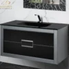 MaestroBath Dante 40" Modern Bathroom Vanity, Silver and Black, Wall-mounted, Glass Top: Integrated, Wood, VANK-DNTI-SL10