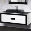 MaestroBath Petalo Luxury Bathroom Vanity, Black and White, 48", Wood, VAN-PTL48-BLW