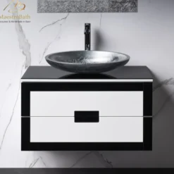 MaestroBath Petalo Luxury Bathroom Vanity, Black and White, 32, Wood, VAN-PTL32-BLW