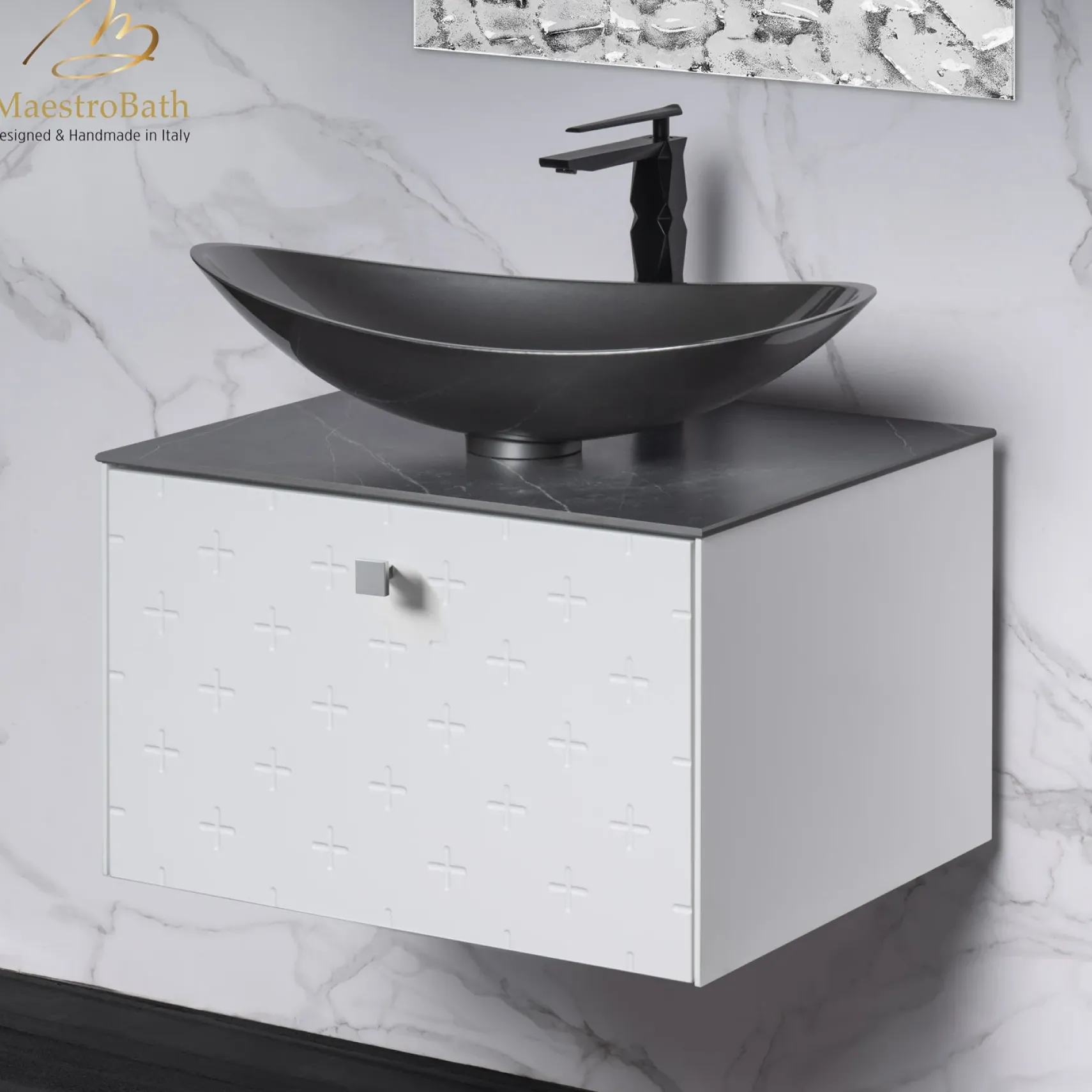 MaestroBath Sogno Modern Bathroom Vanity, White, 24", Wood, VAN-SGN24-WHT