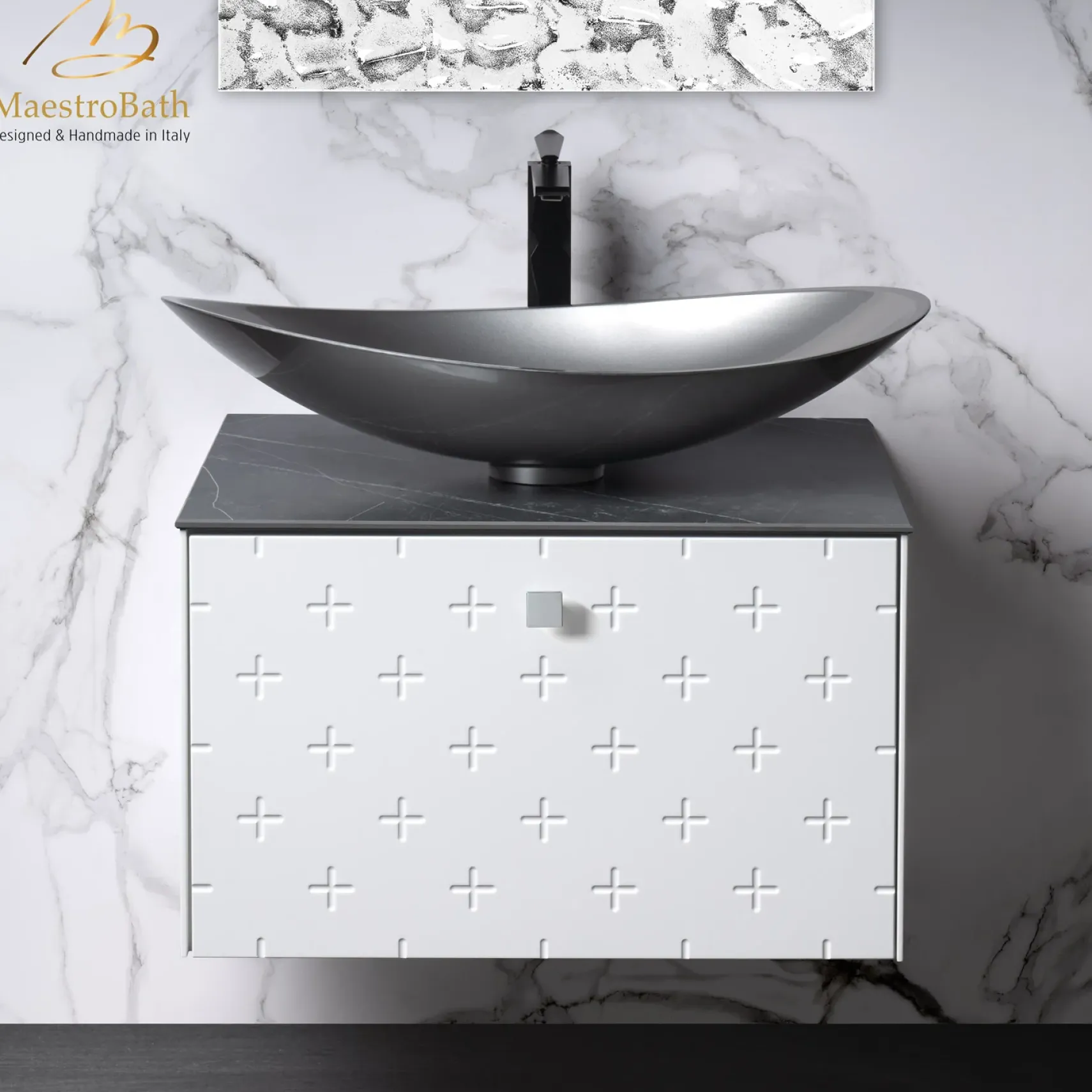 MaestroBath Sogno Modern Bathroom Vanity, White, 24", Wood, VAN-SGN24-WHT