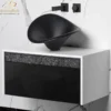 MaestroBath Splendore Modern Single Bathroom Vanity 32", Durable Wood and Murano Crystals, White and Black, VAN-SPL32-WHB