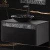 MaestroBath Splendore Modern Single Bathroom Vanity 32", Durable Wood and Murano Crystals, Black, Grey and Black, VAN-SPL32-GRB