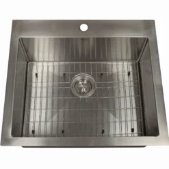 Nantucket Sinks All Weather 25" Drop In/Topmount 316 Marine Grade Stainless Steel Kitchen Sink with Accessories, 16 Gauge, AW2522-16