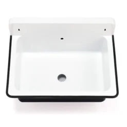 Nantucket Sinks Anchor 19.5" x 14" Irregular Wallmount Iron Bathroom Sink with Accessories, Black/White, NS-ACBS20OF-BLKW