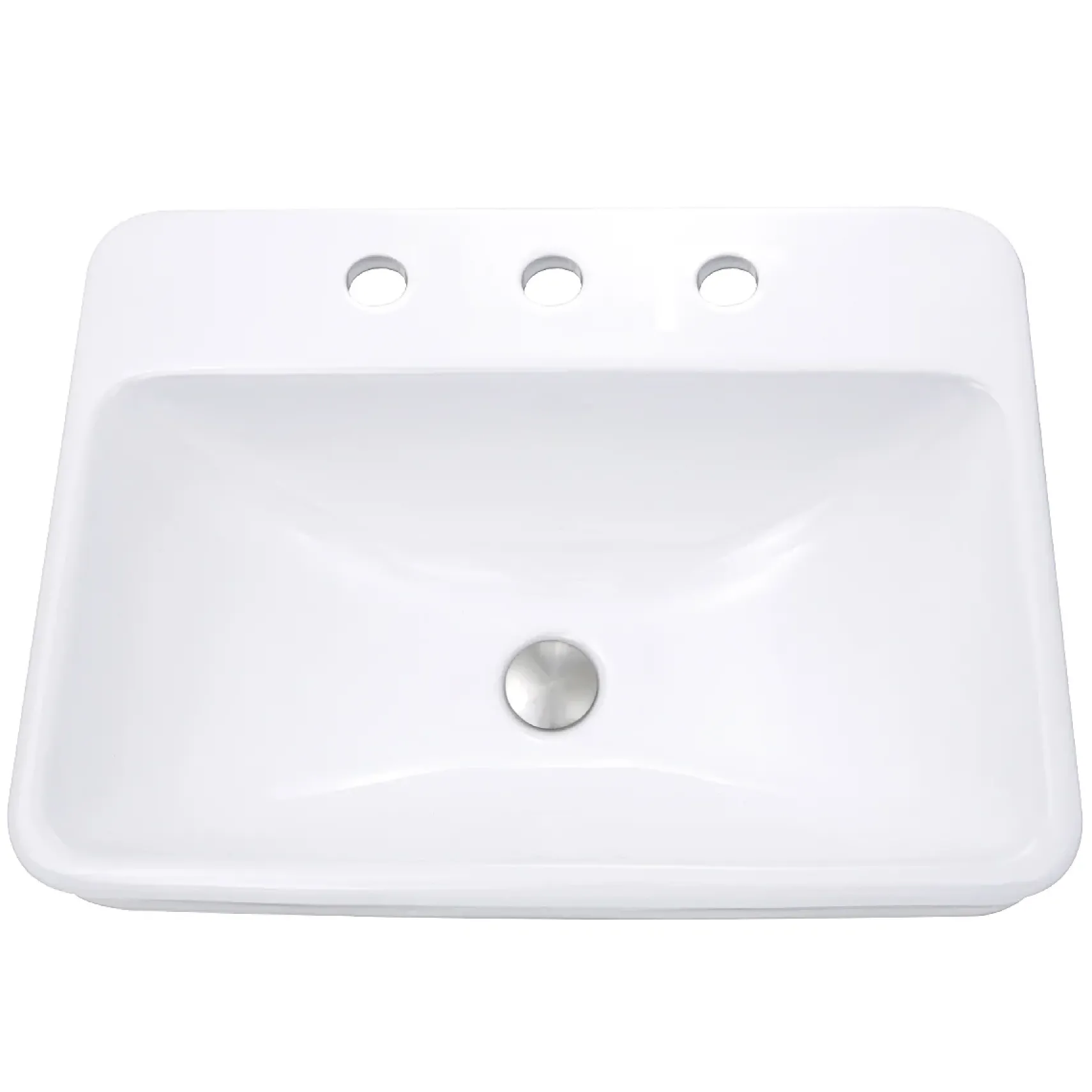 Nantucket Sinks Brant Point 23" Ceramic Bathroom Sink, White, DI-2317-R8